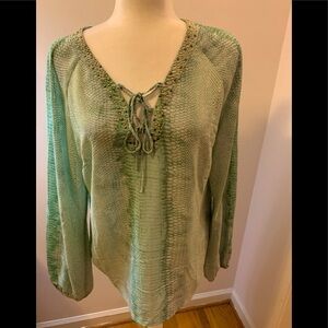 Rose & Olive green snakeskin tunic, size M